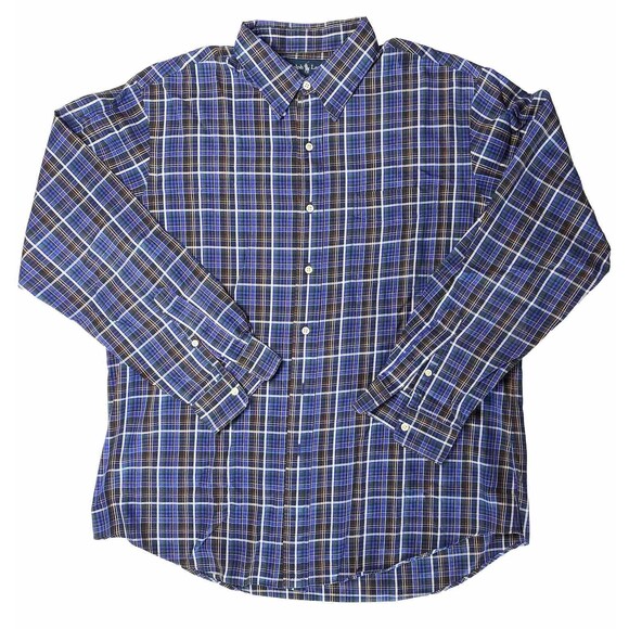 Polo Ralph Lauren Mens Sz XL Custom Fit Blue Plaid Long Sleeve Button Down Shirt - Picture 1 of 12